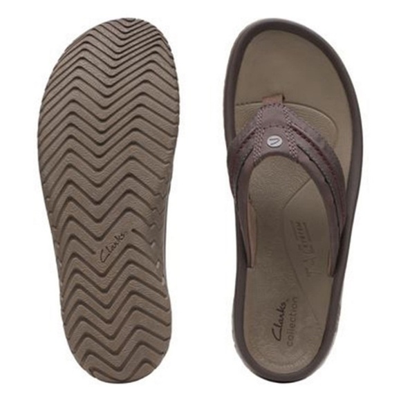 Clarks Men's Brown Wesley Post Flip Flop Sandals Size 12 Brand New NWT - Picture 1 of 5